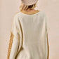 BiBi Cable Knit With Hacci Combo Sweater With Uneven Hem Detail - DAVERRI FASHIONS
