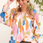 Lime 'N' Chili Abstract Print Off-the-shoulder Long Sleeve Top - DAVERRI FASHIONS