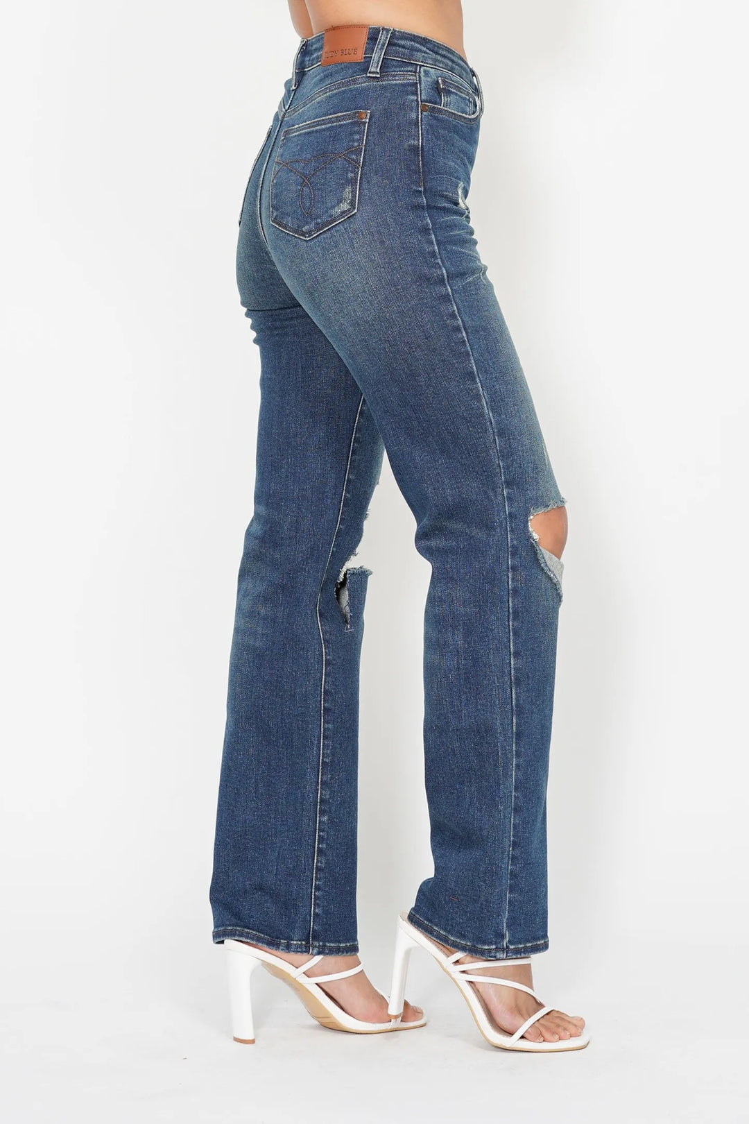 Judy Blue Full Size Hw Ripped Knee Dad Jeans Plus Size | Jeans Daverri Fashions