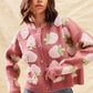 SO ME Strawberry Fruit All Over Button Sweater Cardigan - DAVERRI FASHIONS