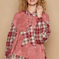 POL Star Patch Plaid Long Sleeve Hooded Top - DAVERRI FASHIONS