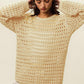 BiBi Round Neck Openwork Knit Cover Up Oatmeal Cover-Ups