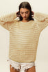 BiBi Round Neck Openwork Knit Cover Up Oatmeal Cover-Ups