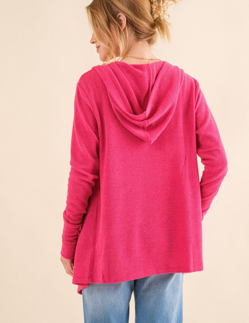 And The Why Full Size Thermal Hooded Open Front Cardigan with Pockets | Cardigans Daverri Fashions