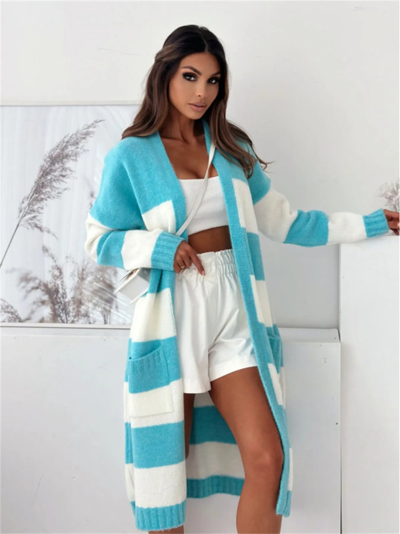 Color Block Open Front Cardigan | Cardigans Daverri Fashions