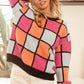 BiBi Multi Color Checker Pattern Sweater - DAVERRI FASHIONS