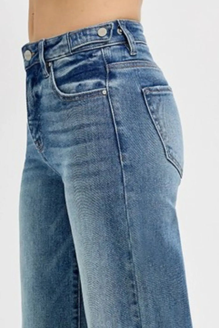 RISEN Full Size Tummy Control High Rise Wide Adjustable Waist Band Jeans Plus Size Jeans