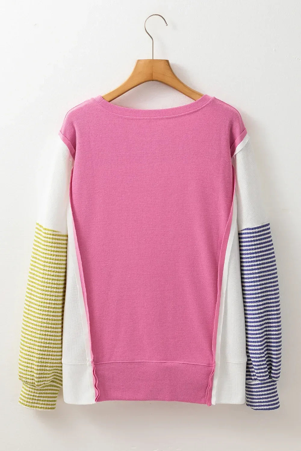 Exposed Seam Contrast Long Sleeve Sweatshirt - DAVERRI FASHIONS