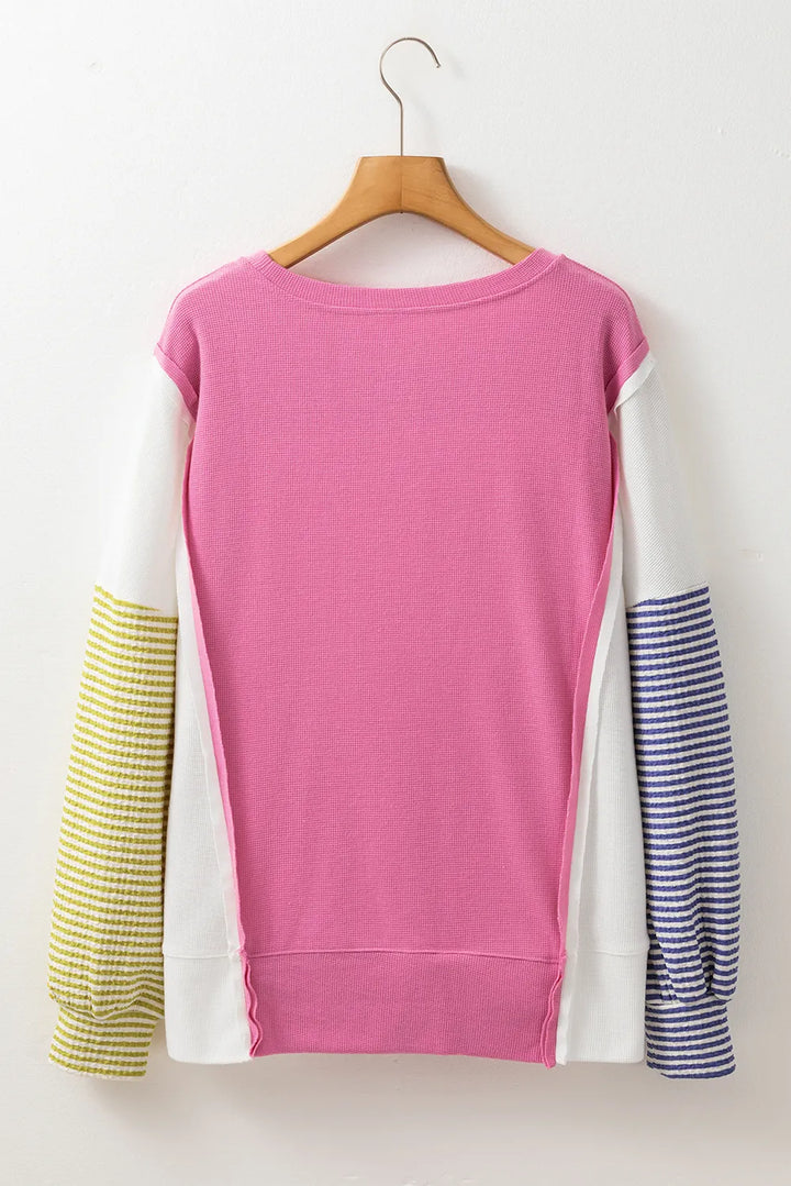 Exposed Seam Contrast Long Sleeve Sweatshirt | Sweatshirts Daverri Fashions
