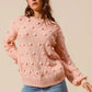 SO ME Pom Pom Textured Knit Sweater Top - DAVERRI FASHIONS