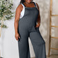 Double Take Full Size Wide Strap Overall with Pockets Cloudy Blue 2XL Overalls