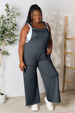 Double Take Full Size Wide Strap Overall with Pockets - DAVERRI FASHIONS