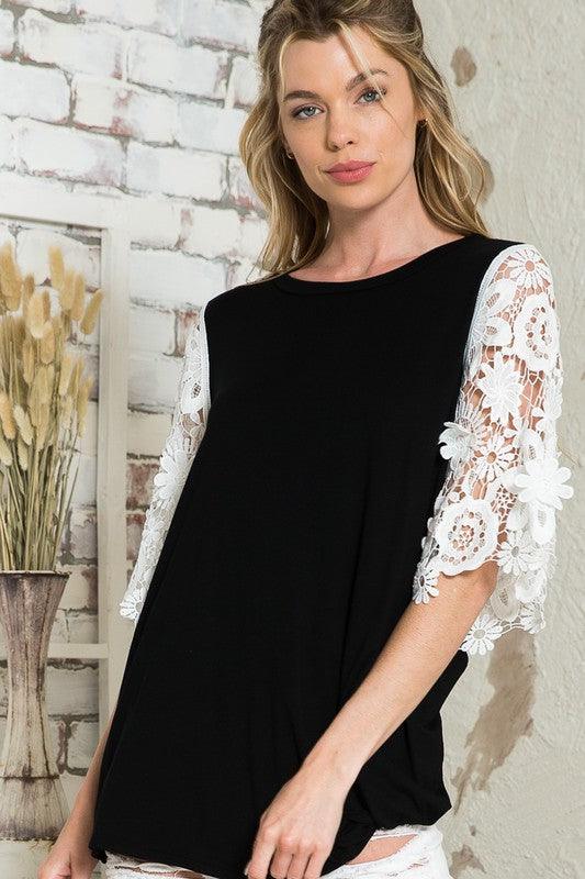 Lace Sleeve Top Tops