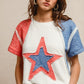 BiBi Fourth of July t-shirt with star denim patches on front
