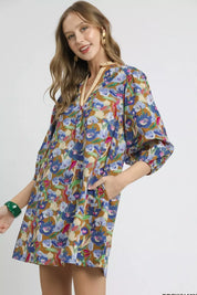 Umgee Boho Floral Balloon Sleeve Mini Dress | Mini Dresses Daverri Fashions