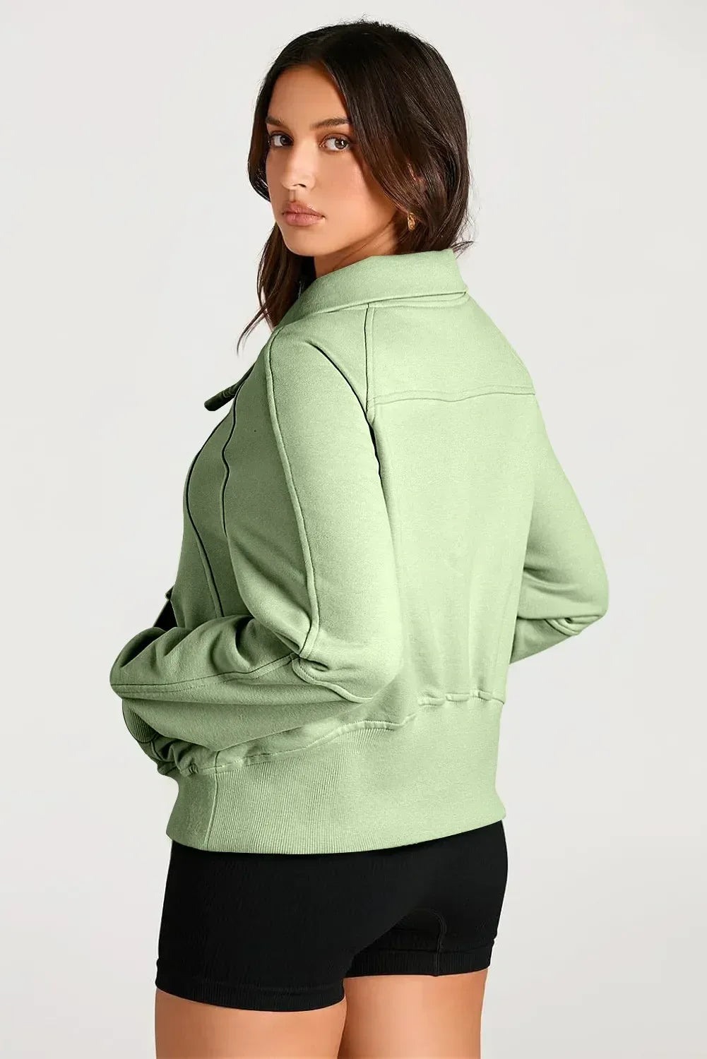 Daverri Fashions Half Zip Long Sleeve Sweatshirt - DAVERRI FASHIONS