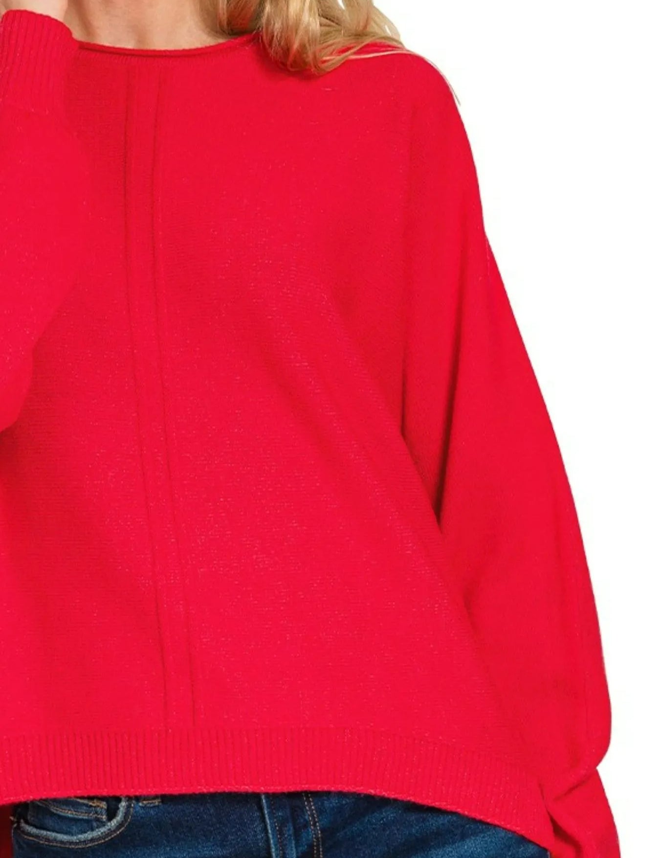 Zenana Viscose Front Seam Round-Neck Sweater | Sweaters Daverri Fashions