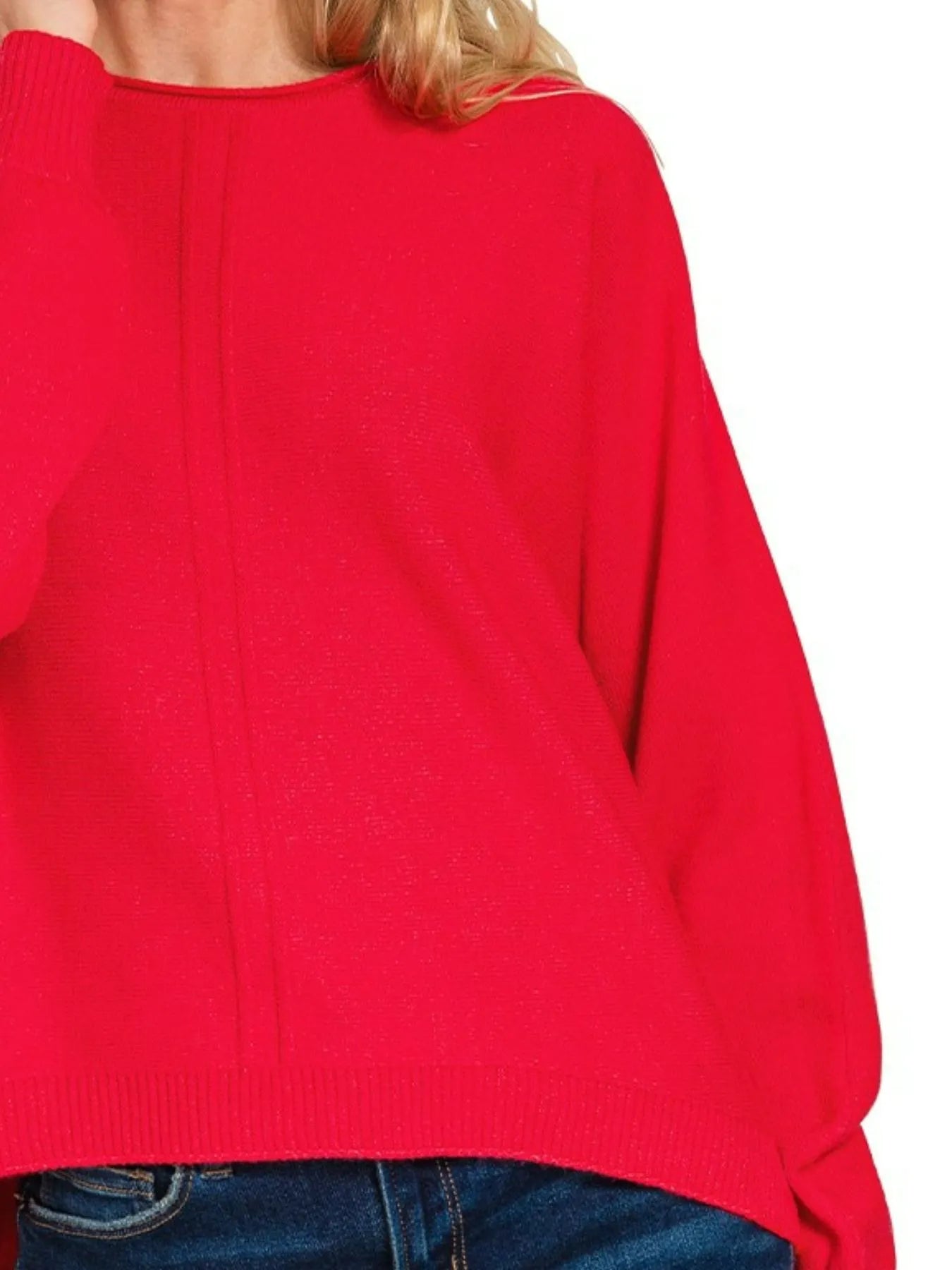Zenana Viscose Front Seam Round-Neck Sweater Sweaters