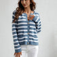 Striped Button Front Cardigan - DAVERRI FASHIONS