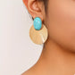 Turquoise Stone Fan Drop Earrings - DAVERRI FASHIONS