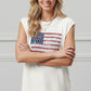 Bibi off white sleeveless knit top with American flag sequins patch