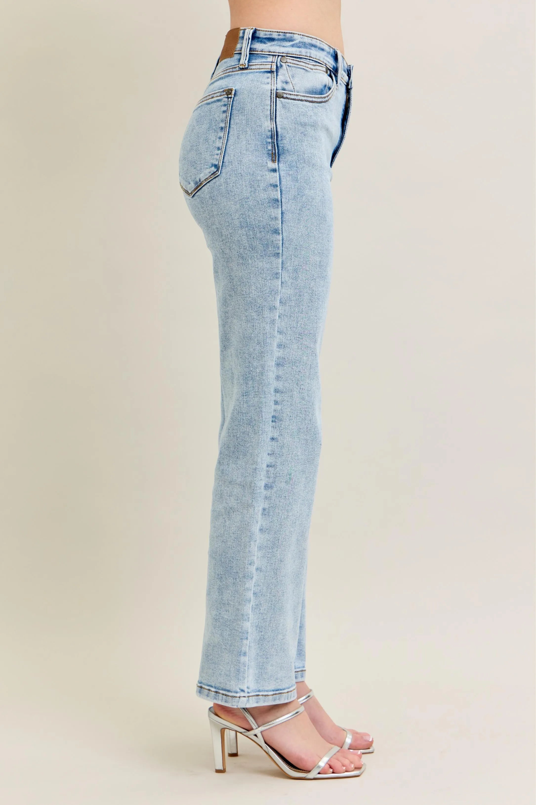 Judy Blue Full Size High Waist Stone Wash Straight Jeans Plus Size | Jeans Daverri Fashions