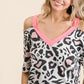BiBi Leopard Print Top with Shoulder Cut Out Tops