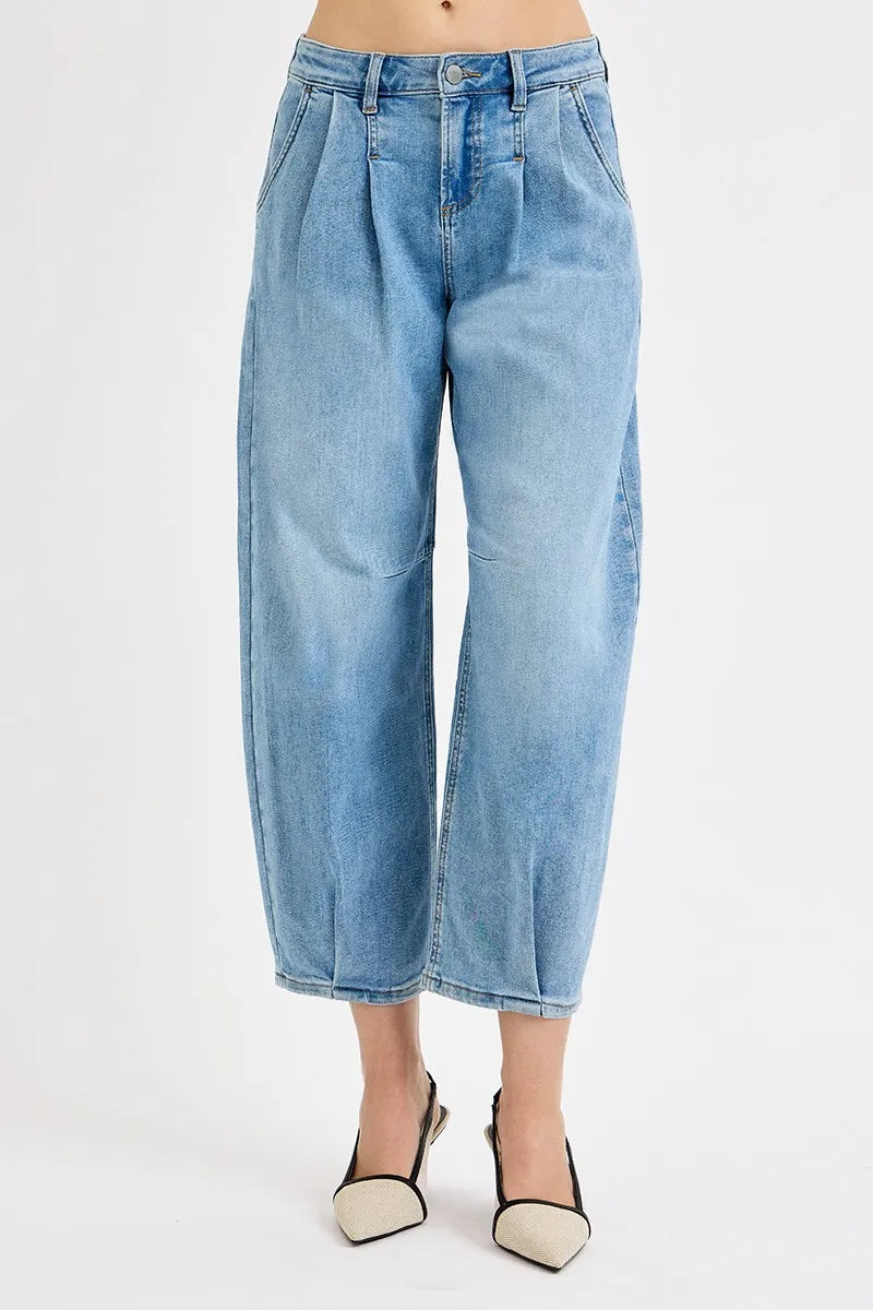 RISEN Full Size Mid Rise Fit Crop Wide Volume Leg Jeans Plus Size MEDIUM Jeans
