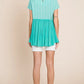 Lime 'N' Chili Full Size Embroidered Short Sleeve Pleated Babydoll Top Plus Size