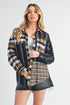 Aem+Co Curved Hem Plaid Button Up Shirt Black Shirts