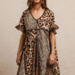 BiBi Leopard Prints Mix and Match Short Sleeves Dress Mini Dresses