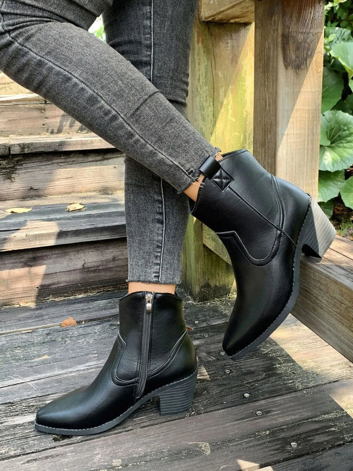 Point Toe Block Heels Boots | Boots Daverri Fashions