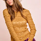 Mustard yellow ruffled BiBi lace top with cowboy hat