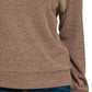 Ribbed Long Sleeve Hoodie Brown - DAVERRI FASHIONS