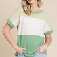 BOMBOM Color Block Short Sleeve T-Shirt Green Multi