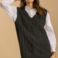 Umgee Full Size Cable V-Neck Vest Sweater Plus Size - DAVERRI FASHIONS