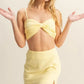 HYFVE Yellow Ruched Bra Top and Mini Skirt Set Skirt Sets