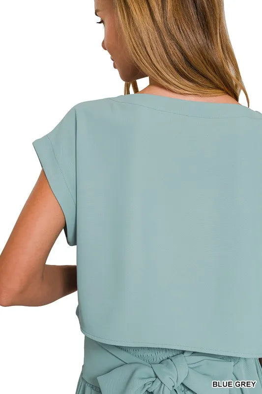 Zenana Heavy Woven Span Crop Tee & Skirt Set Outfit Sets