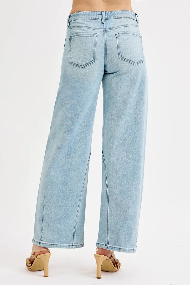 RISEN Full Size Mid Rise Fit Barrel Jeans Jeans