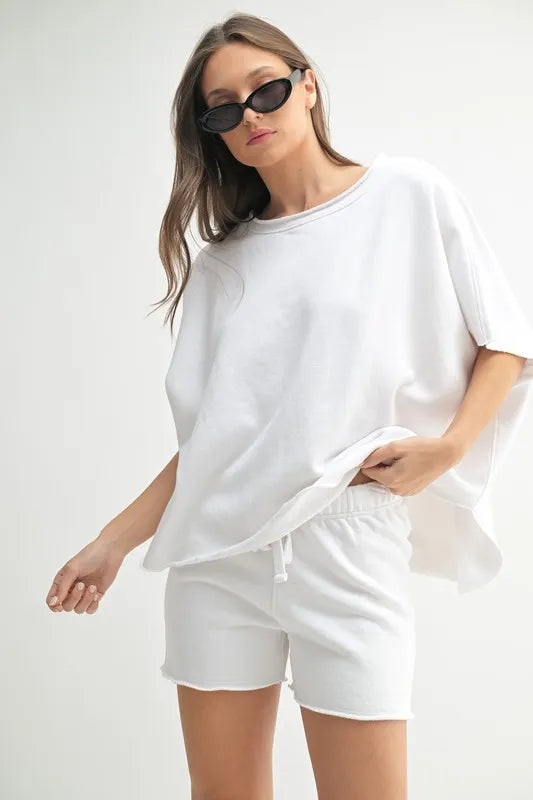 MONO B Malibu Vintage Dolman Top WHITE