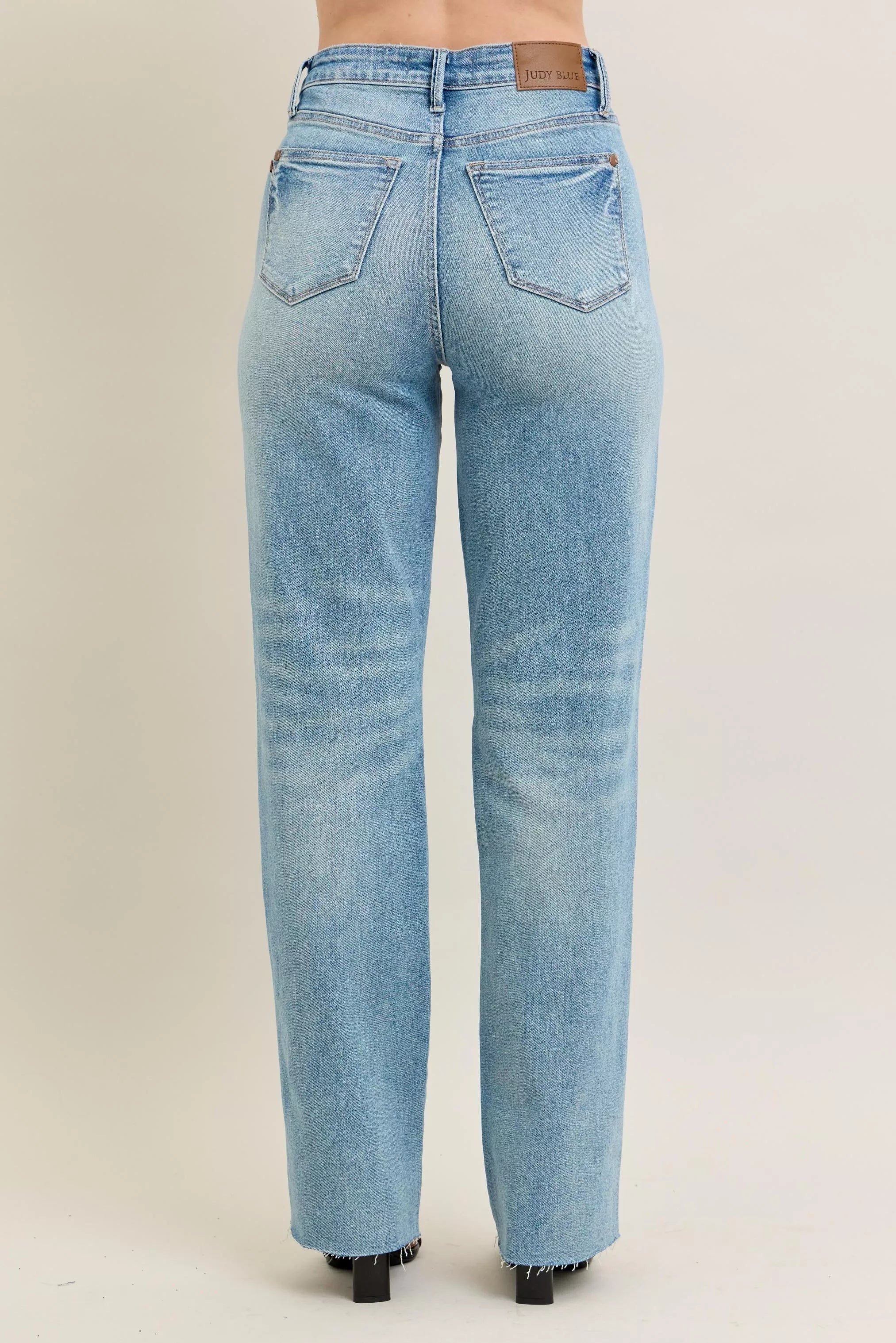 Judy Blue Full Size High Waist Rigid Magic Star Shaped Destroy 90's Straight Jeans Plus Size | Jeans Daverri Fashions
