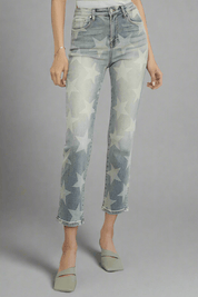 Insane Gene High Rise Star Print Cropped Girlfriend Jeans | Jeans Daverri Fashions