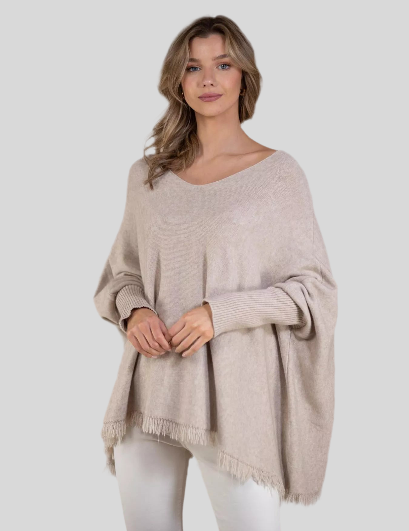 Raw Hem V-Neck Sweater | Sweaters Daverri Fashions