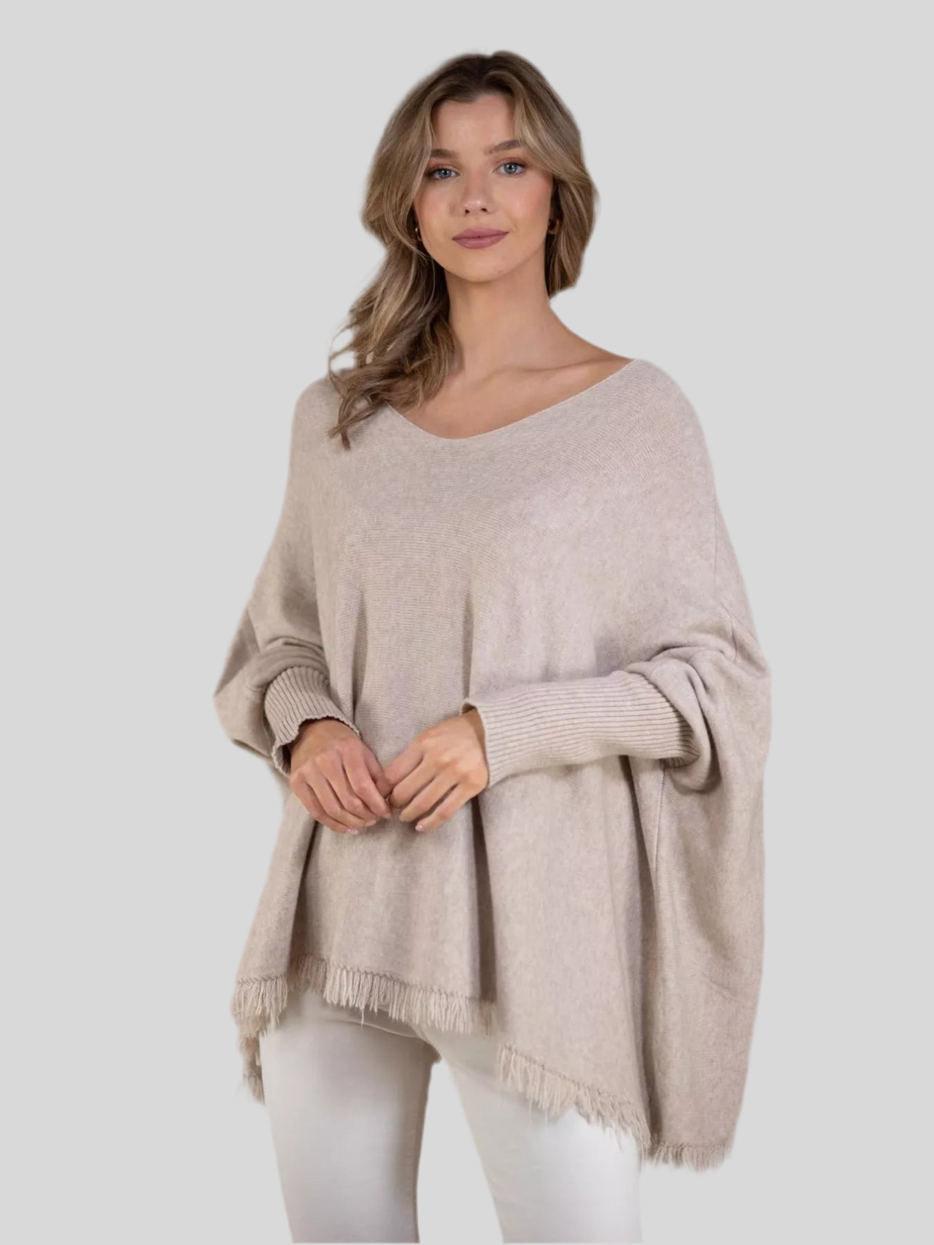 Raw Hem V-Neck Sweater | Sweaters Daverri Fashions