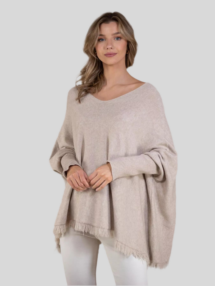 Raw Hem V-Neck Sweater