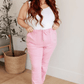 High Rise Pink Denim Joggers Denim Joggers