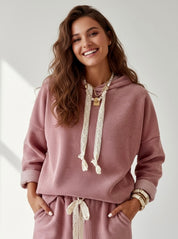 Drawstring Dropped Shoulder Hoodie