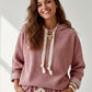 Drawstring Dropped Shoulder Hoodie - DAVERRI FASHIONS
