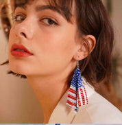 Stars and Stripes Mesh Dangle Earrings Earrings