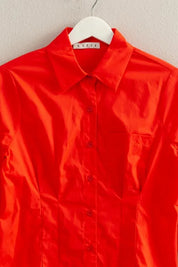 HYFVE Long Sleeve Pleated Waist Poplin Shirt | Daverri Fashions